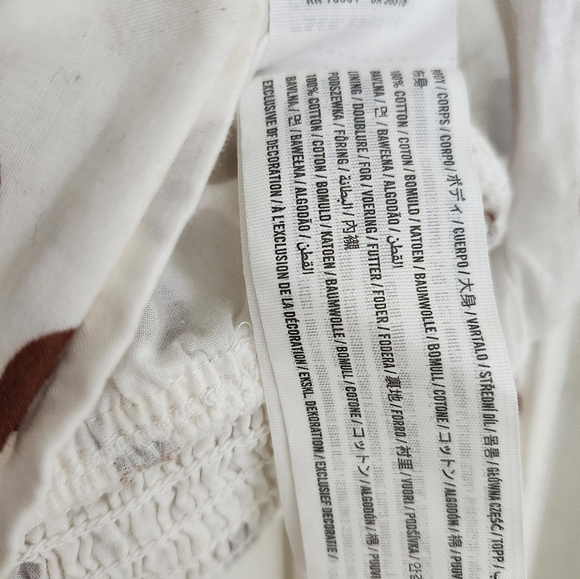 White and brown polka dot cropped puff sleeve top - Picture 6 of 6